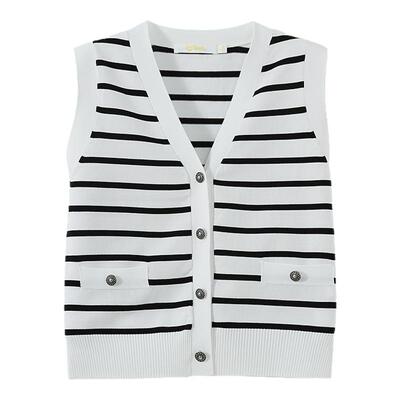 普普风经典条纹针织衫马甲