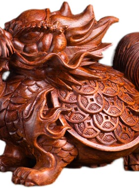 正宗小叶紫檀玄武龙龟摆件手把件木雕工艺品瑞兽家居办公室装饰品