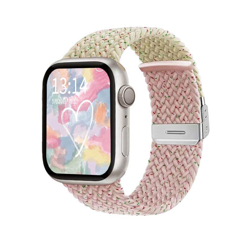 适用iwatchs11/12表带编织拼色s7苹果s6手表s10手表带se新款9小众4夏天女生applewatchs8运动可爱iphonewatch