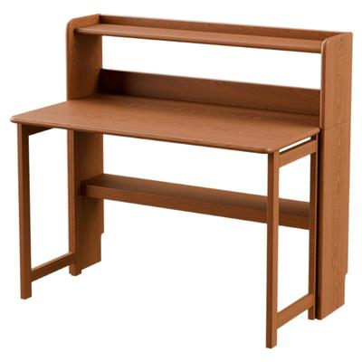 实木折叠桌书架一体学习桌