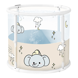 马博士婴儿游泳桶家用可折叠新生儿童保温泳池感温透明洗澡盆浴桶