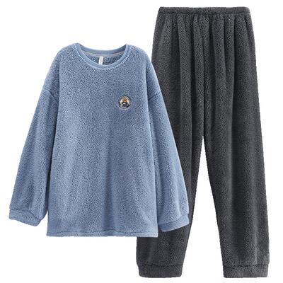 芬腾男士睡衣秋冬季珊瑚绒家居服