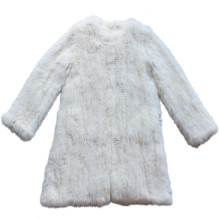 2025款外贸纯手工编织兔毛皮草外套长款皮草开衫双面加厚皮草大衣