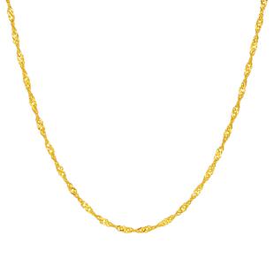 赛菲尔黄金项链女水波纹项链5G足金黄金锁骨链送妈妈生日礼物