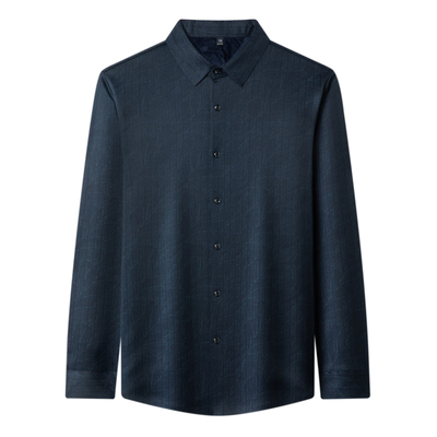 皮尔卡丹男羊毛一体绒免烫衬衫