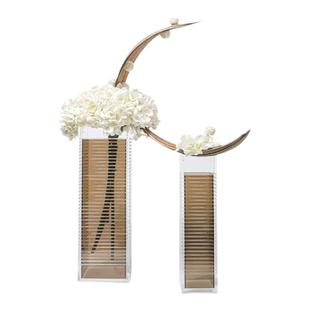 妖及 现代轻奢装置艺术花艺【楼间月】 样板房售楼处酒店装饰品