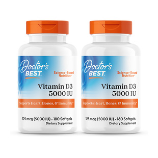 【自营】金达威美国多特倍斯D3维生素180粒VD促进钙吸收2瓶5000iu