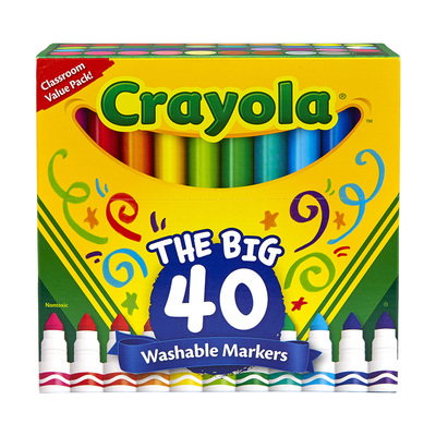 绘儿乐40色可水洗粗头水彩笔幼儿园宝宝专用安全无毒美术绘画笔