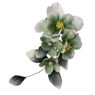 绿色明制汉服发饰新中式发簪古风头饰花朵后压宋制古装发夹秋冬季