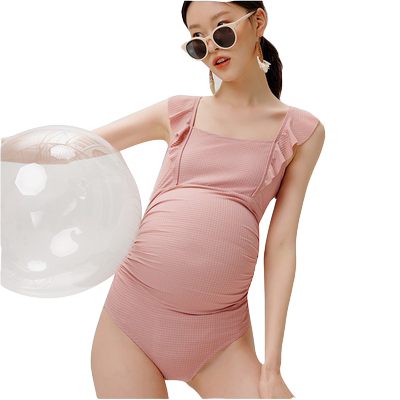 SELLYNEAR荷叶边饰抽褶度假泳衣