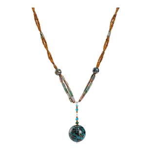 donguan冬官大漆气风轻奢项链多层檀木毛衣链送妈妈闺蜜晴蓝韵