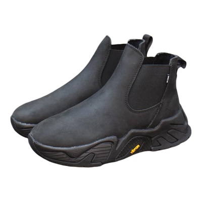 GLOBE黑色高帮一脚蹬切尔西靴男