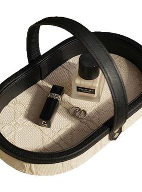 中古法式皮质布艺收纳盒