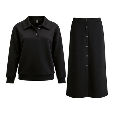 黑色卫衣套装女春秋半身裙两件套