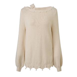 【SGPR】法式慵懒感穿搭宽松H型钉珠套头毛针织衫女