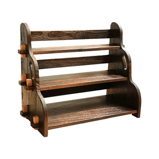 天兰美实木置物架桌面收纳复古落地书架双层多层花架书房组合收纳