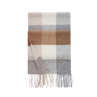 万事利秋冬新品流苏羊毛格子围脖时尚百搭披肩保暖围巾女格韵物语