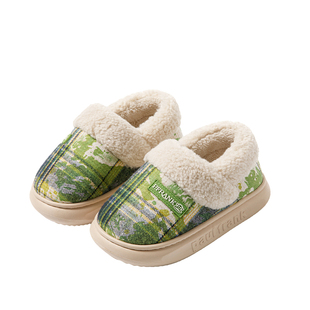大嘴猴棉拖鞋男款厚底保暖冬季女士月子鞋居家包跟拖鞋外穿棉鞋
