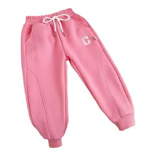 女童加绒裤子秋冬新款儿童卫裤中大童男女孩宽松洋气外穿运动长裤