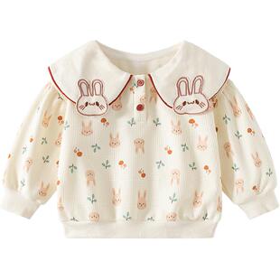 班喜迪女童卫衣春装2026新款儿童娃娃领长袖公主上衣春秋宝宝衣服