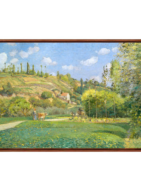 毕沙罗-春天里的郊野版画客厅装饰画沙发电视背景墙挂画数字油画