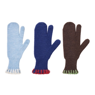 上森羊毛手腕锁边针织手套女款秋冬季毛线针织棕色保暖手套可触屏