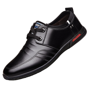 男士皮鞋男鞋2026新款春季潮流软皮软底内增高黑色鞋子男款休闲鞋