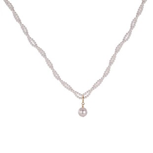 施家高亮仿珍珠项链女双层擦绕小珍珠水滴颈链网红博主同款锁骨链