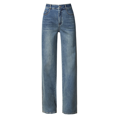 逸阳高腰大码窄版宽松显瘦直筒裤