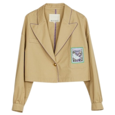 谜底短款外套女2023春季新款简约百搭西装领小外套长袖231MW0012