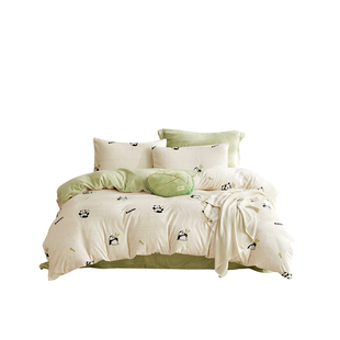 罗莱生活LOVO乐蜗牛奶绒四件套珊瑚绒床单法兰绒被套冬宜居家送礼