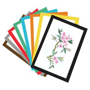慧洋a4边框卡纸8K长方形画框彩色A4儿童美术绘画8k镜片镜面外方内圆8开白色加厚裱画裱框圆形硬卡纸画纸带框