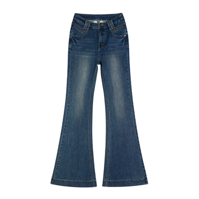 王家有鱼新款不贴腿微喇牛仔裤女