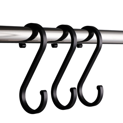 黑色防掉双头置物架金属s型挂钩