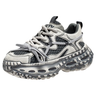 男鞋2026新款今年流行爆款夏透气网面个性学生百搭厚底增高老爹鞋