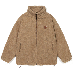 GUUKA&山系联名潮牌加厚羊羔绒夹克男情侣刺绣高领冬季外套女宽松