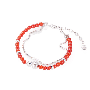 【浮禄手链】一川月白原创设计纯银手链精致百搭银手链红色