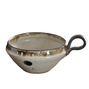 日本进口 信乐烧手作陶制早餐杯带把手咖啡杯红茶杯简约家用杯子