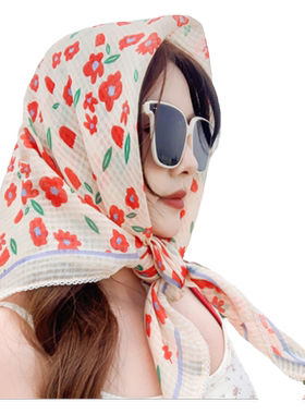 棉麻丝巾春秋夏季碎花系甜美