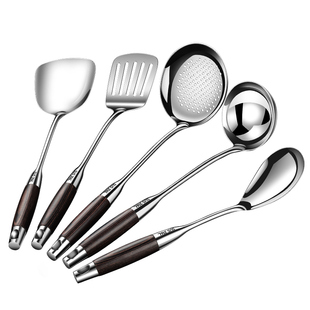 316不锈钢炒勺厨师专用炒菜铲子勺子加厚家用长柄铁锅铲汤勺套装