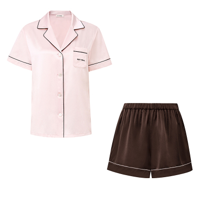 女士真丝彩色睡衣短套装新款