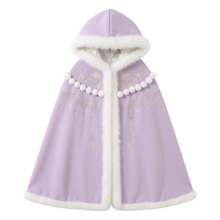 女童汉服斗篷秋冬季加厚儿童古装披风女孩中国风保暖长款连帽外套