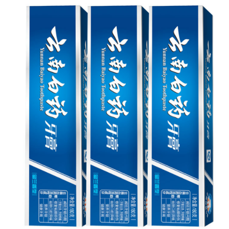 云南白药牙膏留兰215g3支减轻牙龈问题云南白药集团