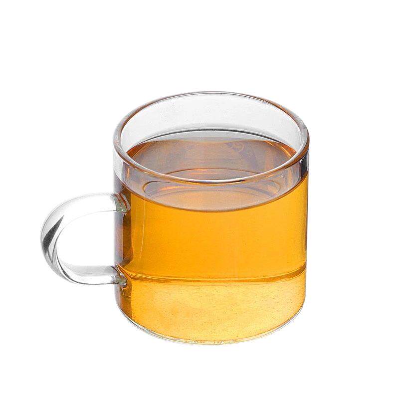 加厚耐热玻璃小茶杯品茗杯带把家用透明小杯子功夫茶具套餐茶碗