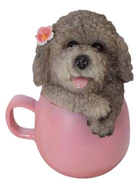 贵宾犬灰色泰迪小狗可爱风摆件