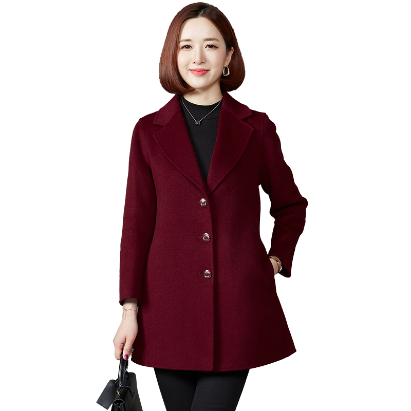 卡若维娅双面羊毛呢子女毛呢外套