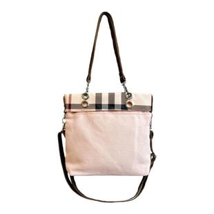 格纹托特包包女2026新款小众帆布粉色中古包通勤百搭单肩包斜挎包