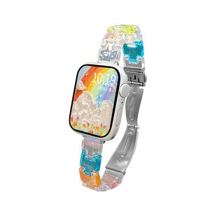psnld适用于iwatchs9表带S8苹果手表s7s6s5s4手表带【三株树脂】applewatch9表带女生小众ultra/se智能手表带