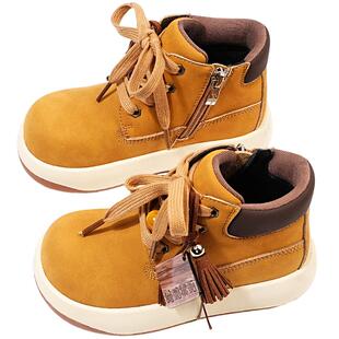 女童马丁靴2026新款春款儿童短靴子大黄靴软底工装靴男童靴子