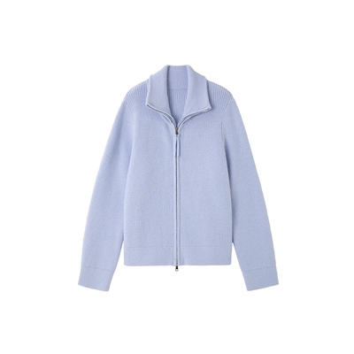 时然大码蓝色针织衫微胖